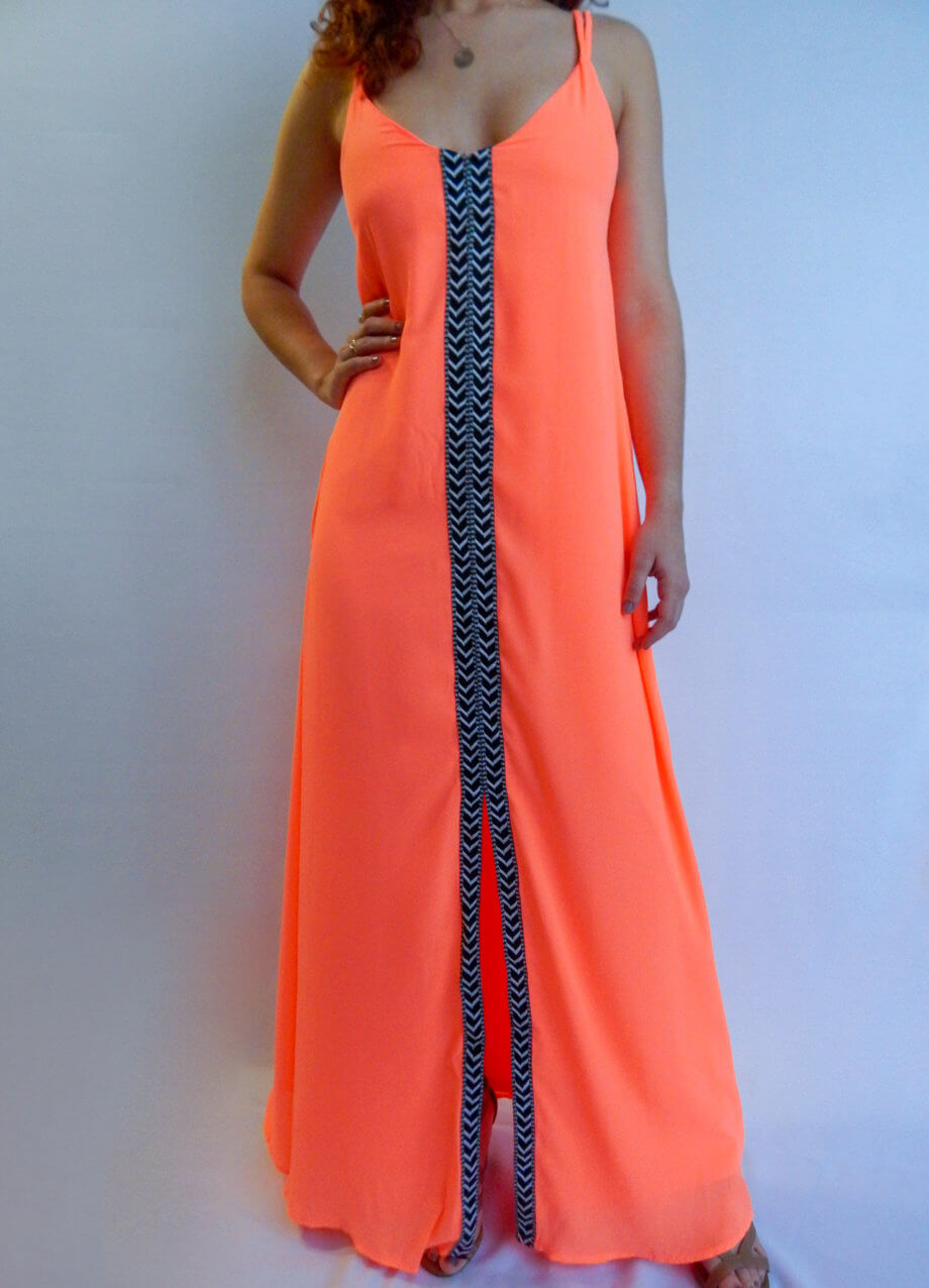 Mika Polus Sleeveless Maxi Dress Coral