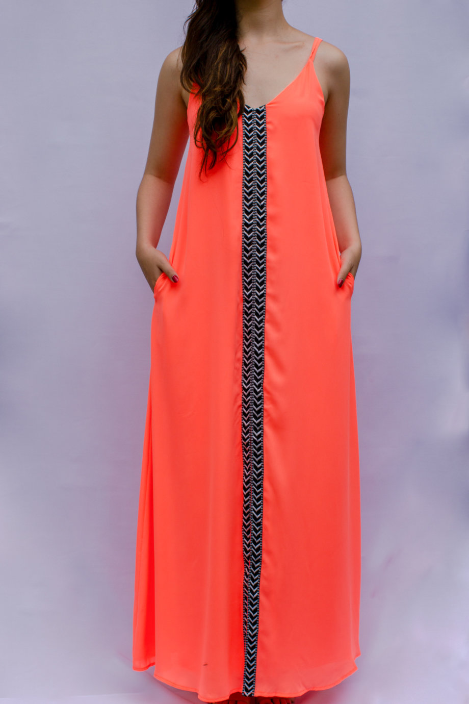 Mika Polus Sleeveless Maxi Dress Coral