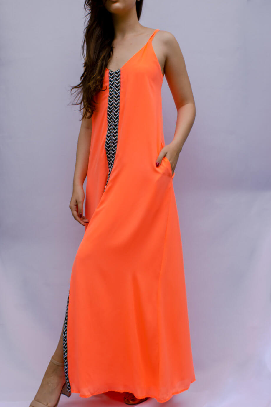 Mika Polus Sleeveless Maxi Dress Coral