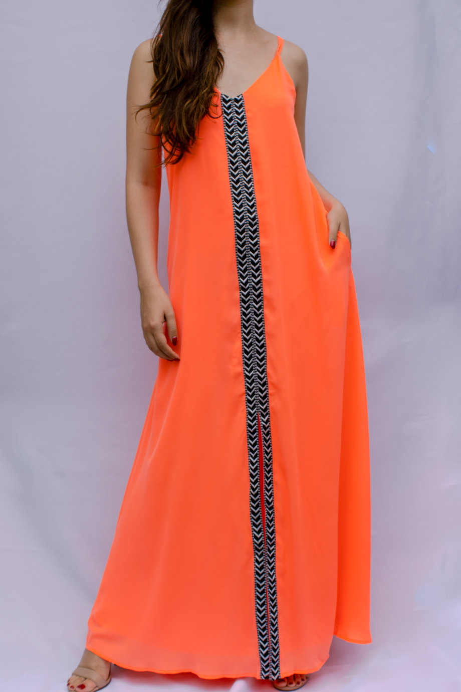 Mika Polus Sleeveless Maxi Dress Coral