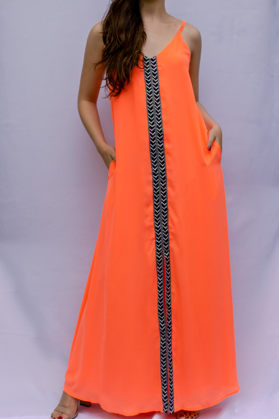 Mika Polus Sleeveless Maxi Dress Coral