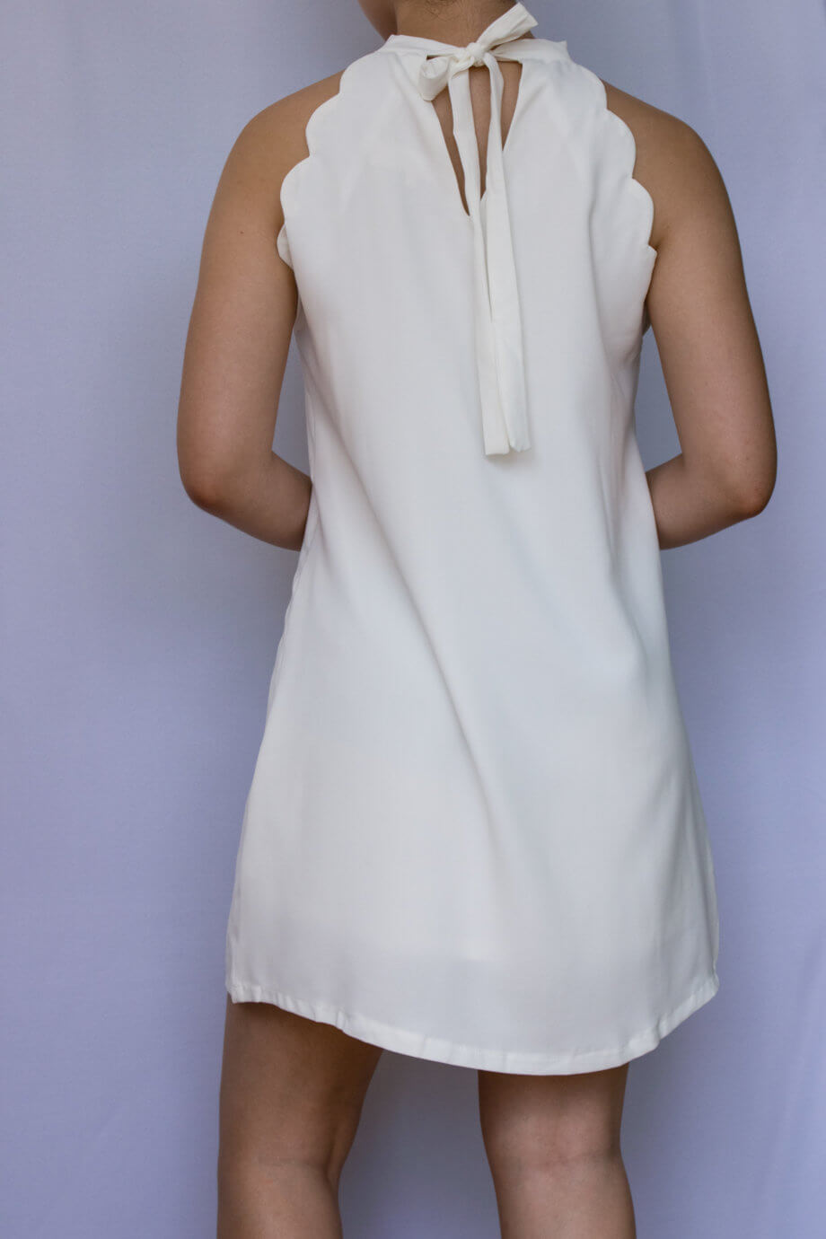 Mika Polus Scalloped Short Dress Ivory