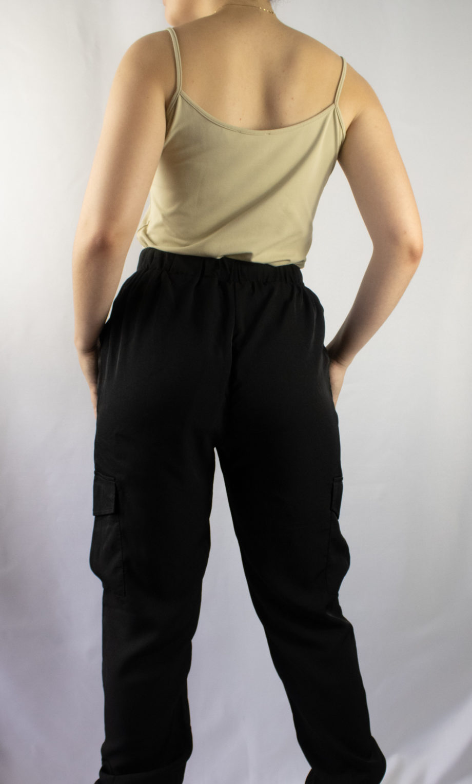 Mika Polus Black Silky Cargo Jogger