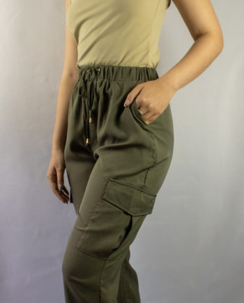 Mika Polus Olive Silky Cargo Jogger