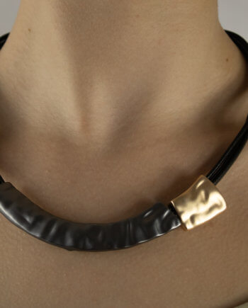 Mika Polus Gold & Charcoal Gray Necklace