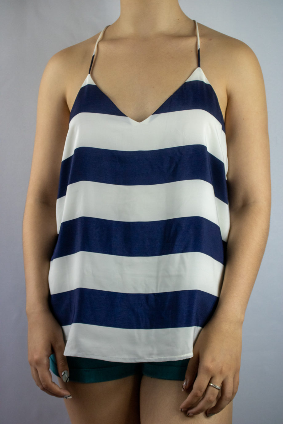 Mika Polus Navy Racer Back Tank Top