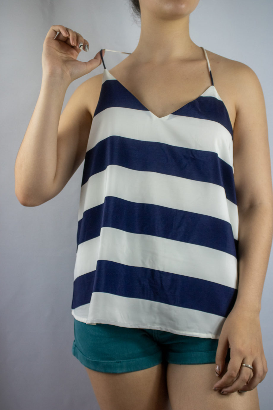 Mika Polus Navy Racer Back Tank Top