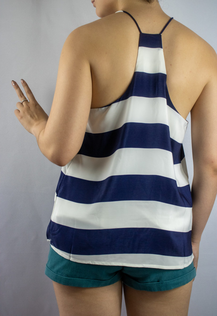 Mika Polus Navy Racer Back Tank Top