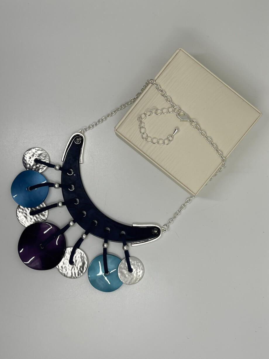 Mika Polus Purple & Blue Medals Necklace