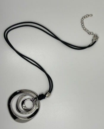 Mika Polus Multiple Circles Long Leather Necklace