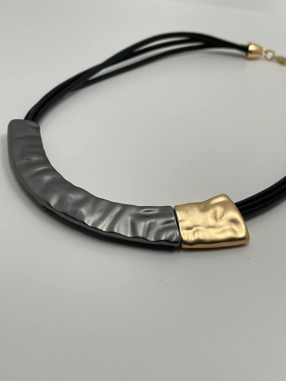 Mika Polus Gold & Charcoal Gray Necklace