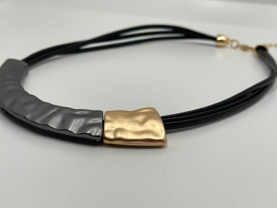 Mika Polus Gold & Charcoal Gray Necklace