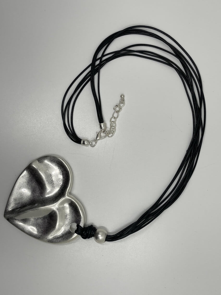 Mika Polus Closed Heart Long Multiple Strings Necklace