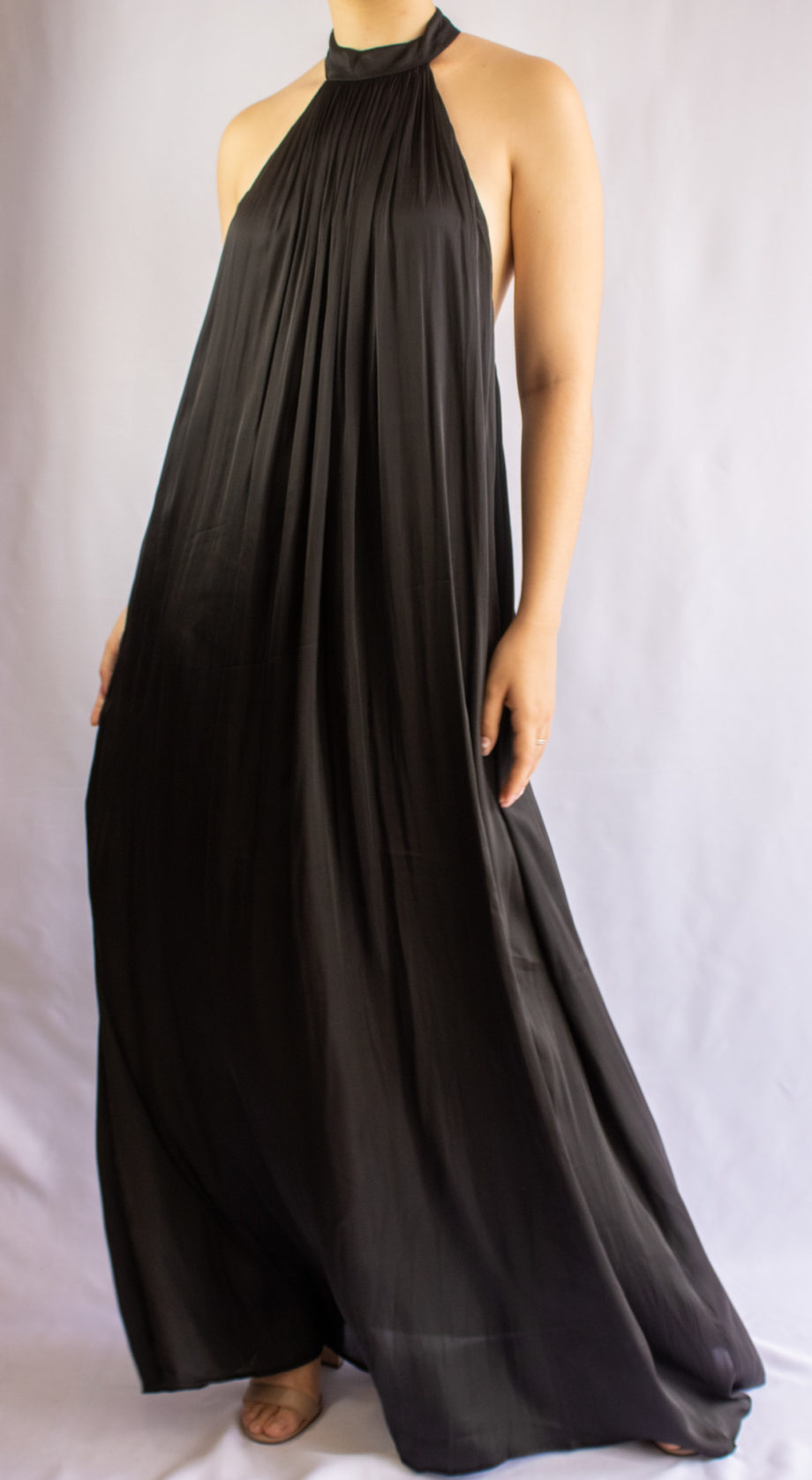 Mika Polus Mika Polus Orion Halter Satin Maxi Dress Black