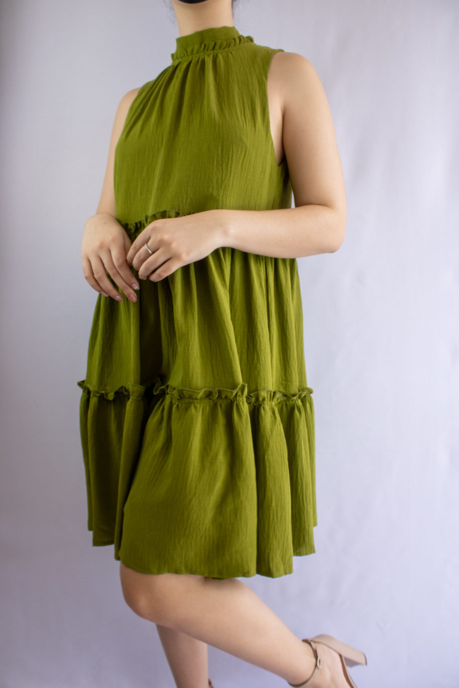 Mika Polus High Neck Sleeveless Mini Green Dress