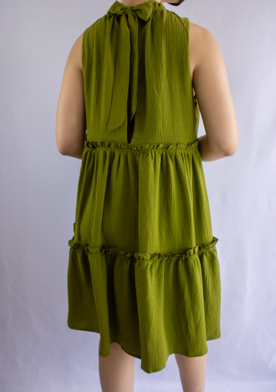 Mika Polus High Neck Sleeveless Mini Green Dress