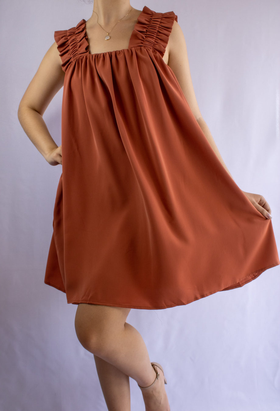 Mika Polus Delicate Terra Cotta Short Dress