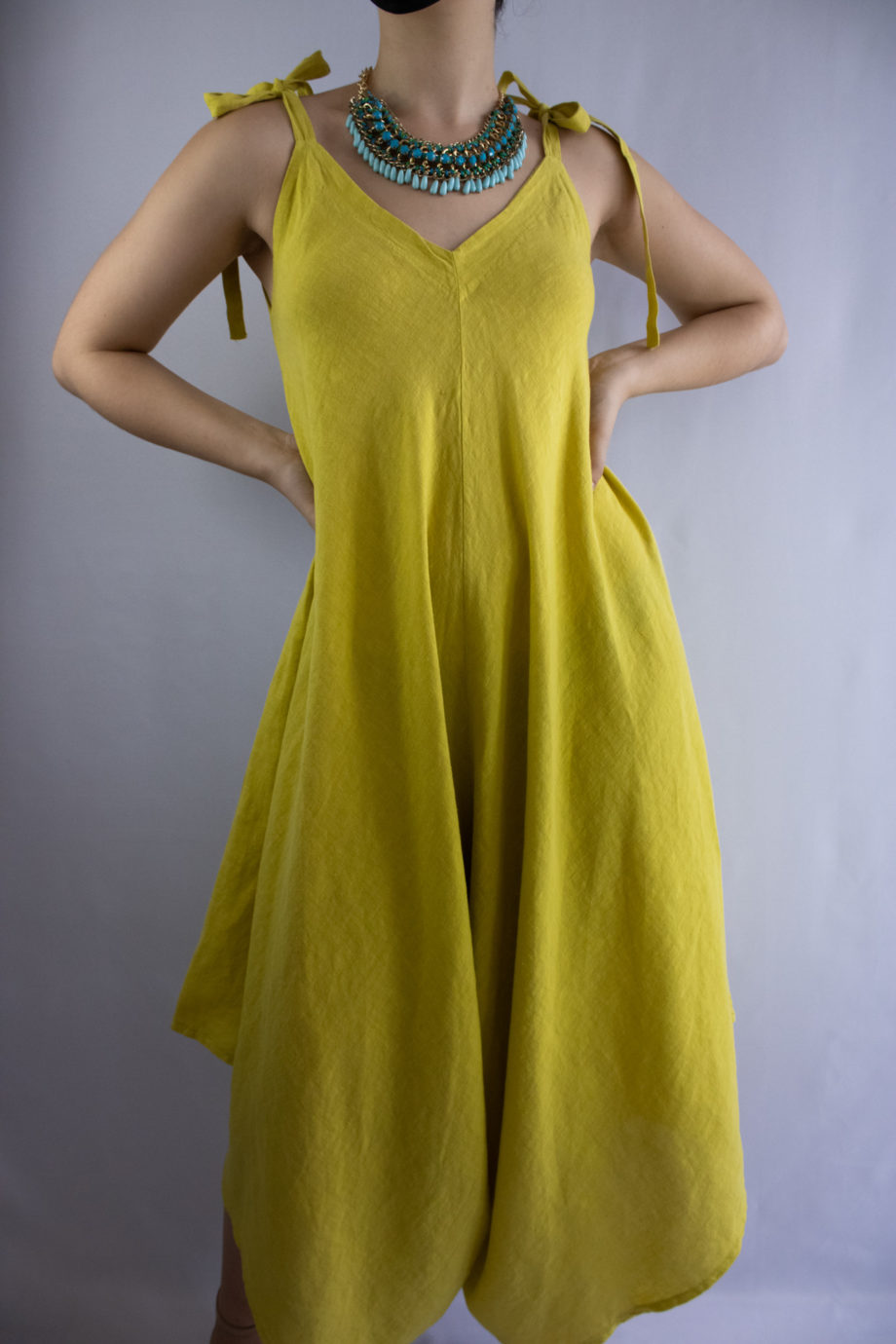 Mika Polus Loose Linen Jumpsuit Lemon Color