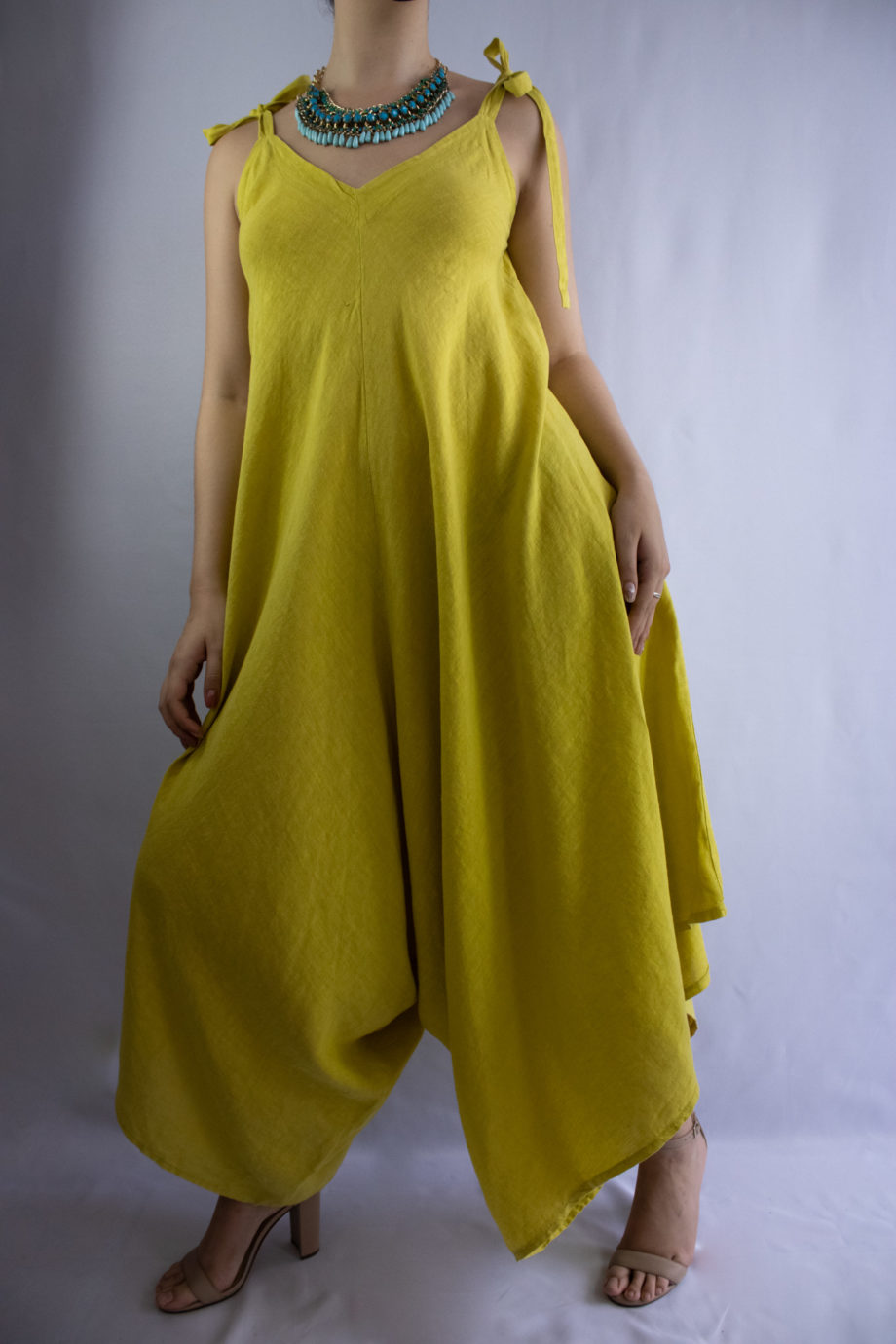 Mika Polus Loose Linen Jumpsuit Lemon Color