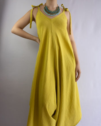 Mika Polus Loose Linen Jumpsuit Lemon Color