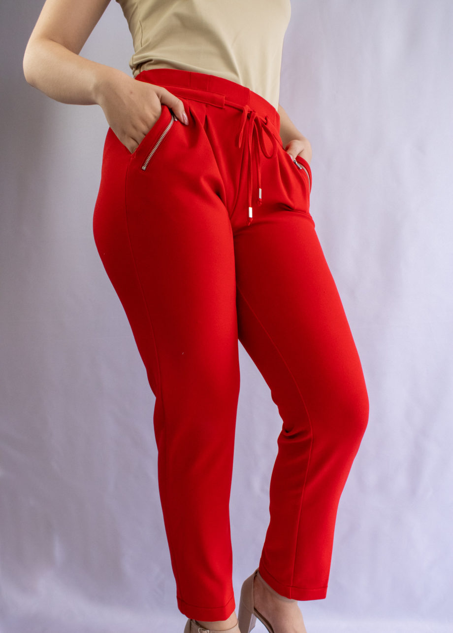 Mika Polus Knit Crepe Tapered Red Pant