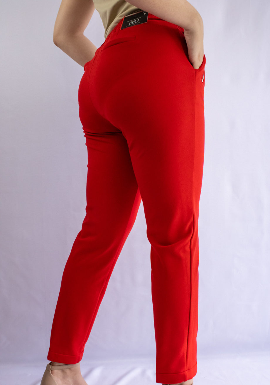 Mika Polus Knit Crepe Tapered Red Pant