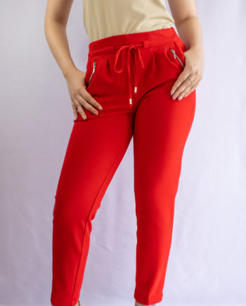 Mika Polus Knit Crepe Tapered Red Pant