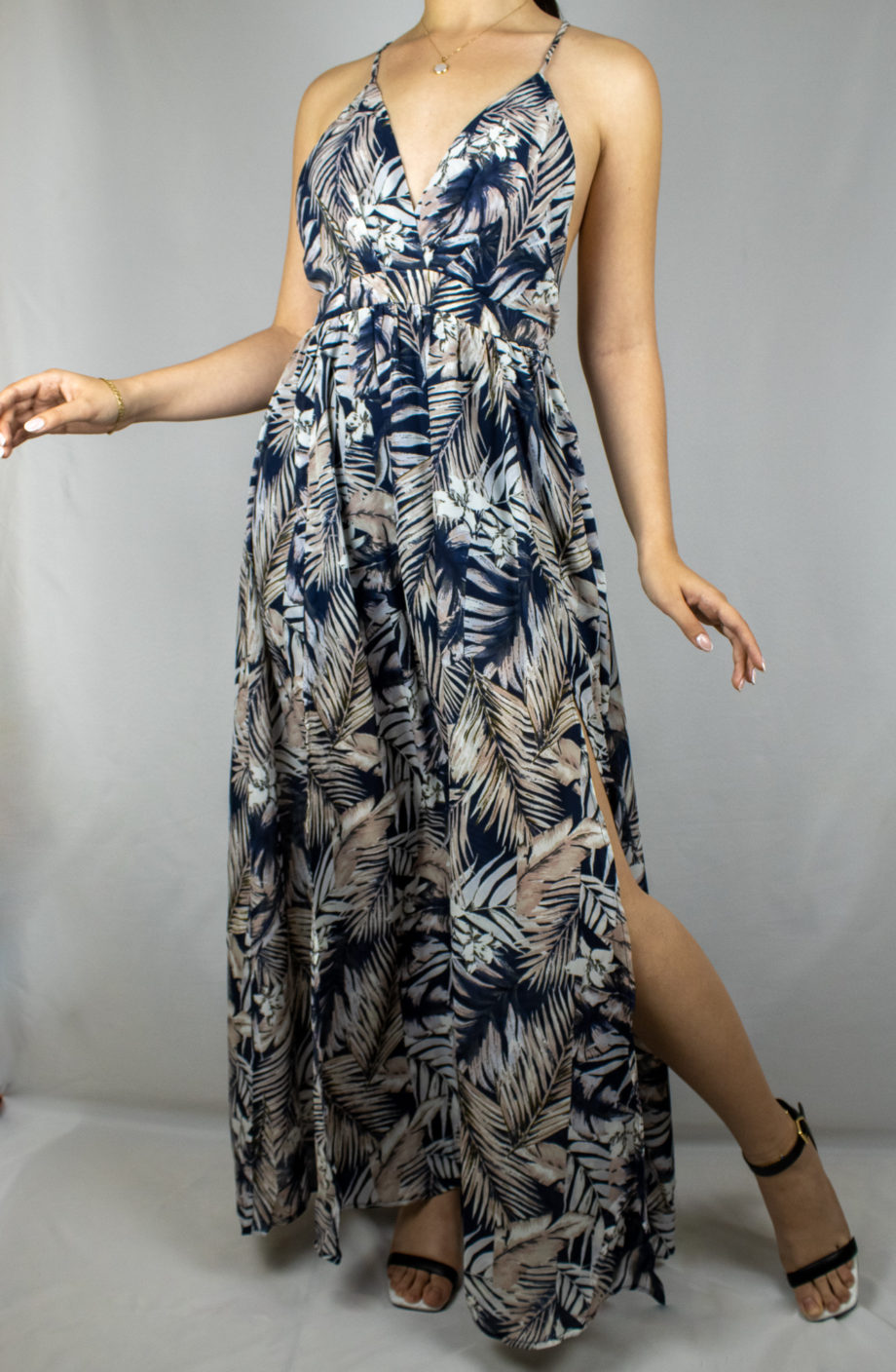 Mika Polus Backless Maxi Navy Dress