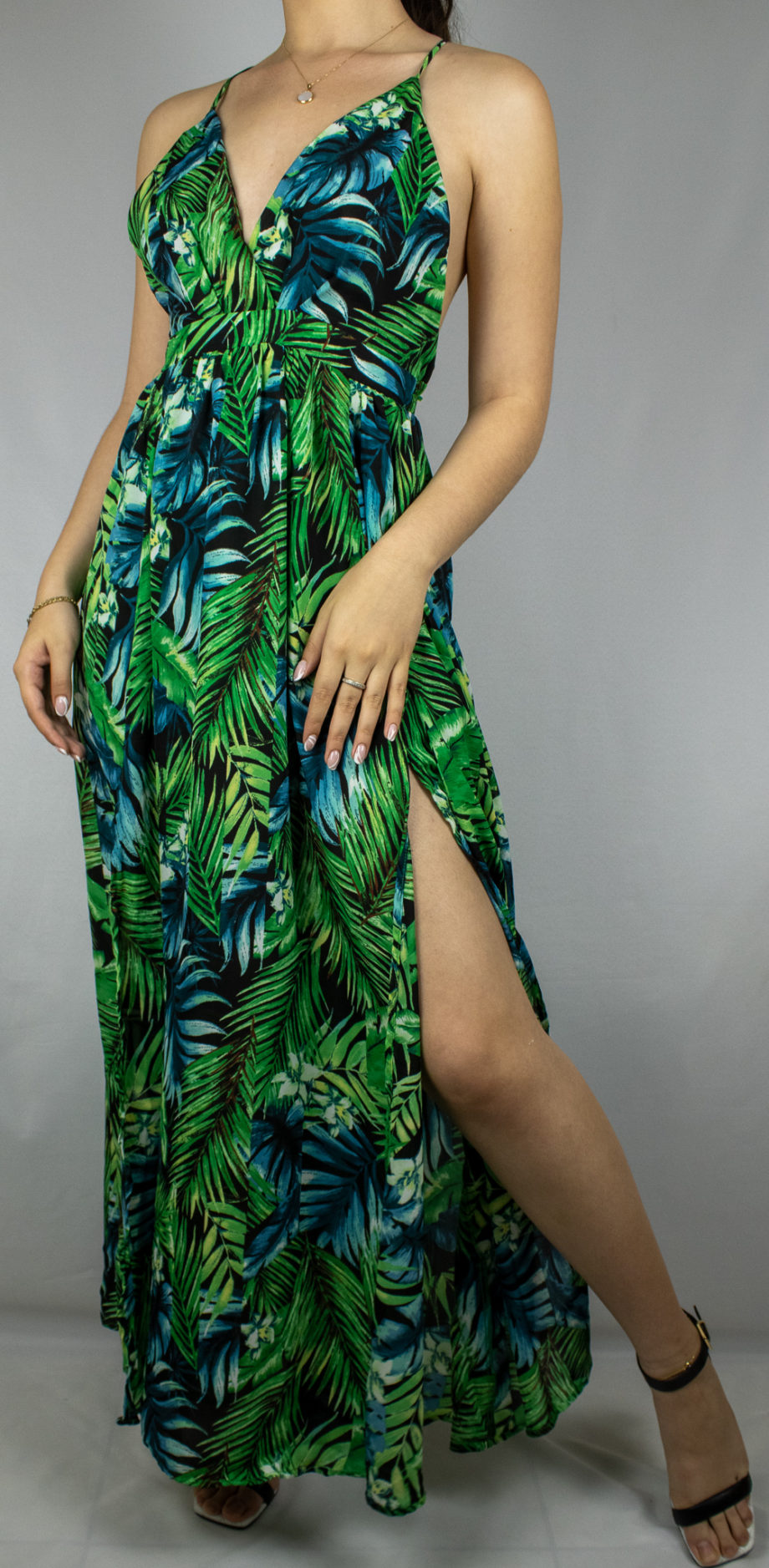 Mika Polus Backless Maxi Green Dress